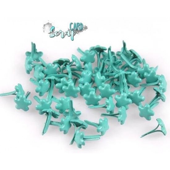 Брадсы "Цветок бирюза". Размер 9 х 7 мм. В комплекте - 20 шт.
